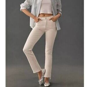 Mother The Insider Jeans Crop Step Fray Sz 27 Cream Puffs